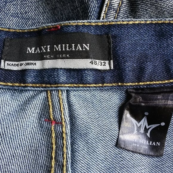 Maxi Milian Blue Distressed Faded Straight Leg Jeans Size 46 - Picture 4 of 10